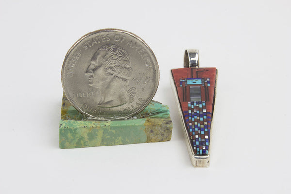 Navajo Micro Inlay Rainbow Man Yei Pendant by Carl & Irene Clark - Turquoise Village - 4