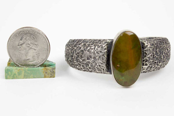 Navajo Green Turquoise Cuff Bracelet by Aarron Anderson - Turquoise Village - 4