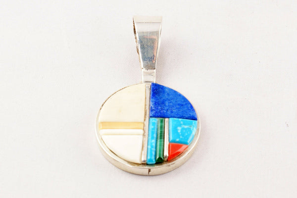 Navajo Inlay Multistone Pendant by Harold Smith - Turquoise Village - 1