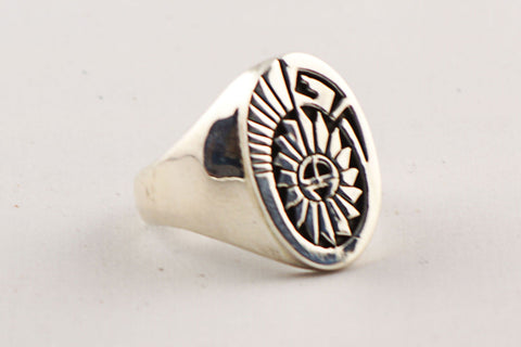 Navajo Sterling Silver Sunface Ring by Calvin Peterson - Turquoise Village