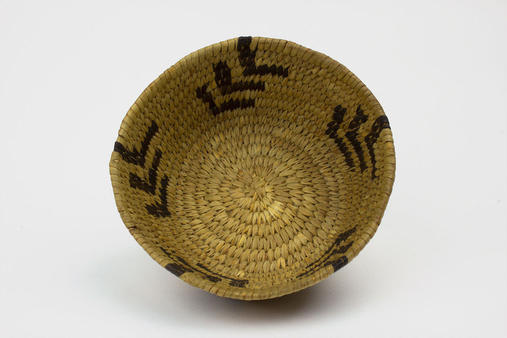 Tohono O'Odham Tribe Small Coiled Vessel Basket - Turquoise Village - 1
