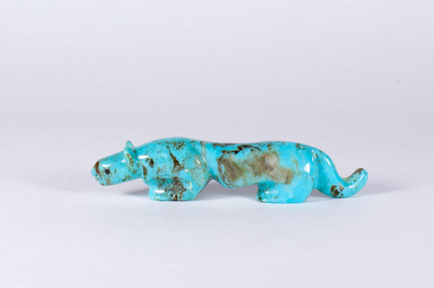 Turquoise Zuni Mountain Lion Fetish by Andres Quandelacy