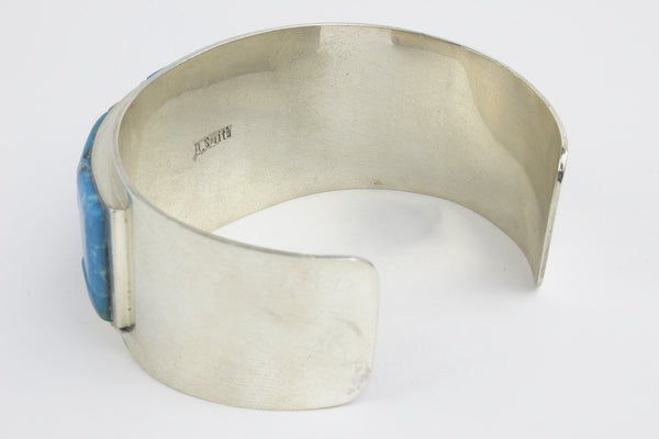 Navajo Cobbled Inlay Turquoise Cuff Bracelet by Harold Smith - Turquoise Village - 5