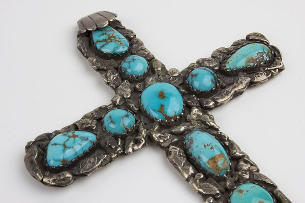 1970s Vintage Turquoise Navajo Cross Pendant - Turquoise Village - 3