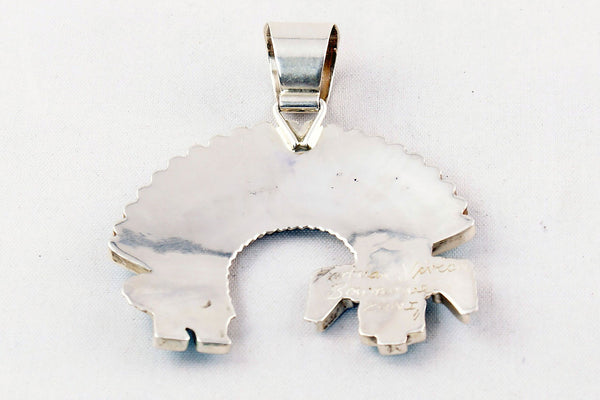 Zuni Channel Inlay Turquoise Rainbow God Pendant by Fadrian Bowannie - Turquoise Village - 2