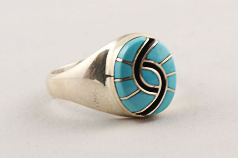 Zuni Channel Inlay Turquoise Ring by Amy Wesley - Turquoise Village