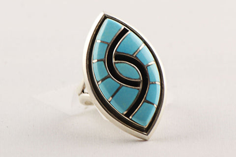 Zuni Channel Inlay Turquoise Ring by Amy Wesley - Turquoise Village