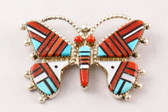 Yourgreatfinds Vintage Zuni Butterfly Pendant Pin Channel Inlay