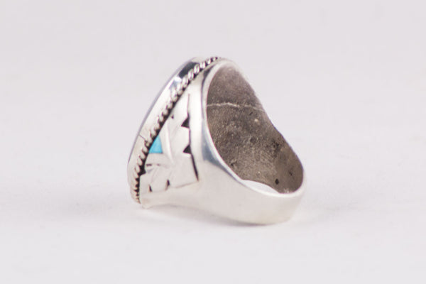 Zuni Multistone Inlay Ring Featuring Sunface by Jeremy Hustito - Turquoise Village - 2