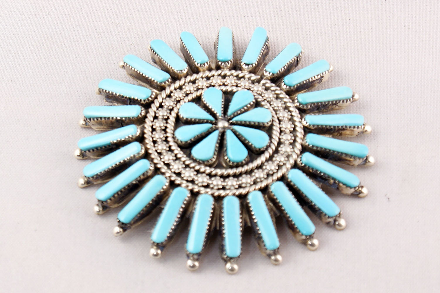 Zuni Needlepoint Turquoise Pin by Arvina Pinto Sandoval